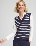Chicos Striped V-Neck 2 in 1 Sweater Vest - PASSPORT BLUE Chicos Striped V-Neck 2 in 1 Sweater Vest - PASSPORT BLUE