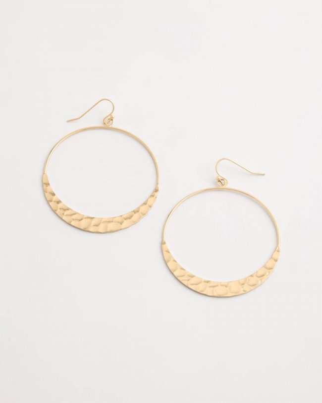 Chicos Hammered Hoop Earrings - GOLD