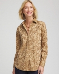 Chicos No Iron Jacquard ScrollsShirt - GOLD Chicos No Iron Jacquard ScrollsShirt - GOLD