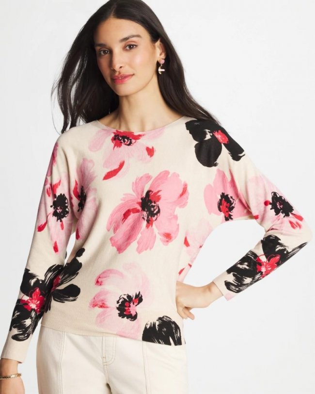 Chicos Printed Bateau Dolman Pullover - SWEET BLOSSOM
