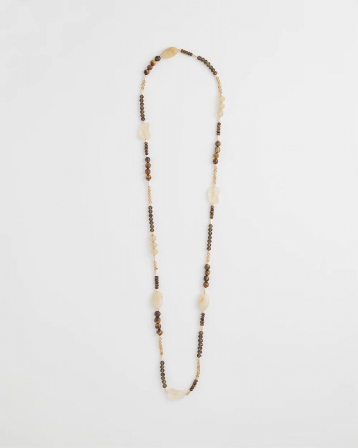Chicos Tiger's Eye Single-Strand Necklace - NEUTRAL