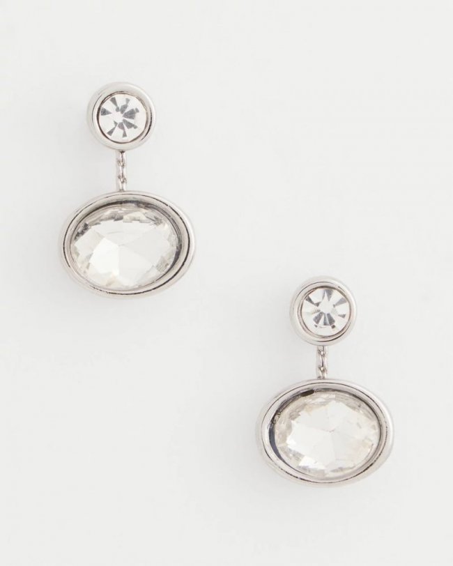 Chicos Silvertone Bezel Stud Earrings - SILVER