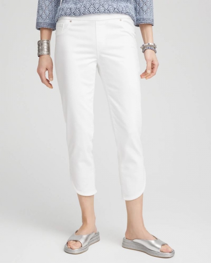 Chicos No Stain Pull-On Dolphin-Hem Capri Jeans - ALABASTER