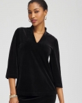 Chicos Travelers™ Velvet V-Neck Kimono Sleeve Top - TRAVELERS BLACK
