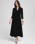 Chicos V-Neck Velour Midi Dress - BLACK Chicos V-Neck Velour Midi Dress - BLACK