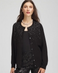 Chicos Ombré Rhinestone Cardigan - BLACK