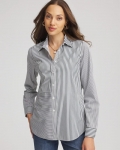 Chicos No Iron Colorblock Striped Shirt - DARKEST SPRUCE Chicos No Iron Colorblock Striped Shirt - DARKEST SPRUCE