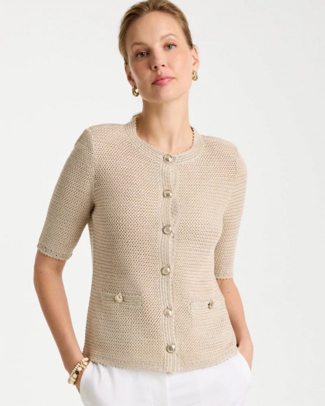 Chicos Metallic Lady Jacket Cardigan - GOLD