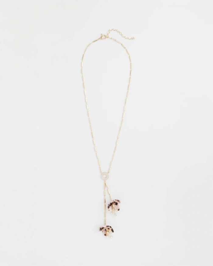 Chicos Tortoise Spider Lily Y-Necklace - NEUTRAL