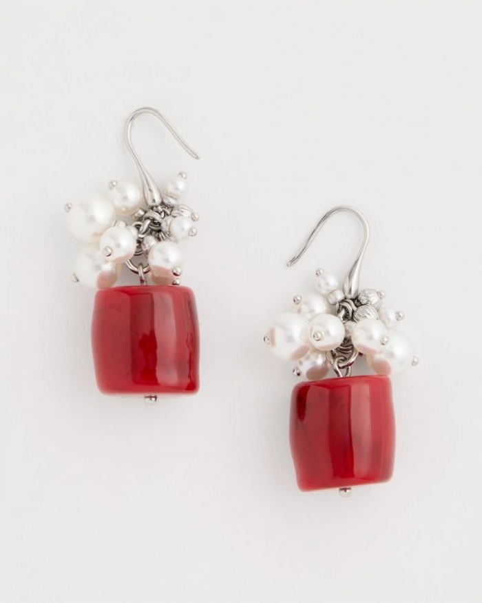 Chicos Red Resin Pearlescent Earrings - RED