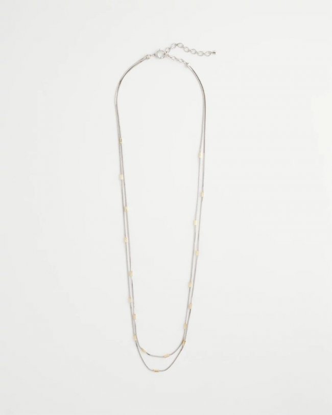 Chicos Mixed Metal Double Strand Necklace - MIXED METALS