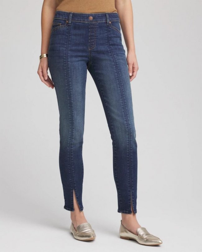 Chicos Pull-On Slim Ankle Jeggings - ESTERO INDIGO