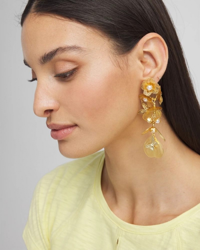 Chicos Statement Butterfly Filigree Earrings - GOLD