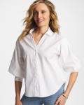 Chicos Poplin Billow Sleeve Blouse - ALABASTER