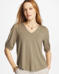 Chicos Shirred Elbow Sleeve Tee - LICHEN Chicos Shirred Elbow Sleeve Tee - LICHEN