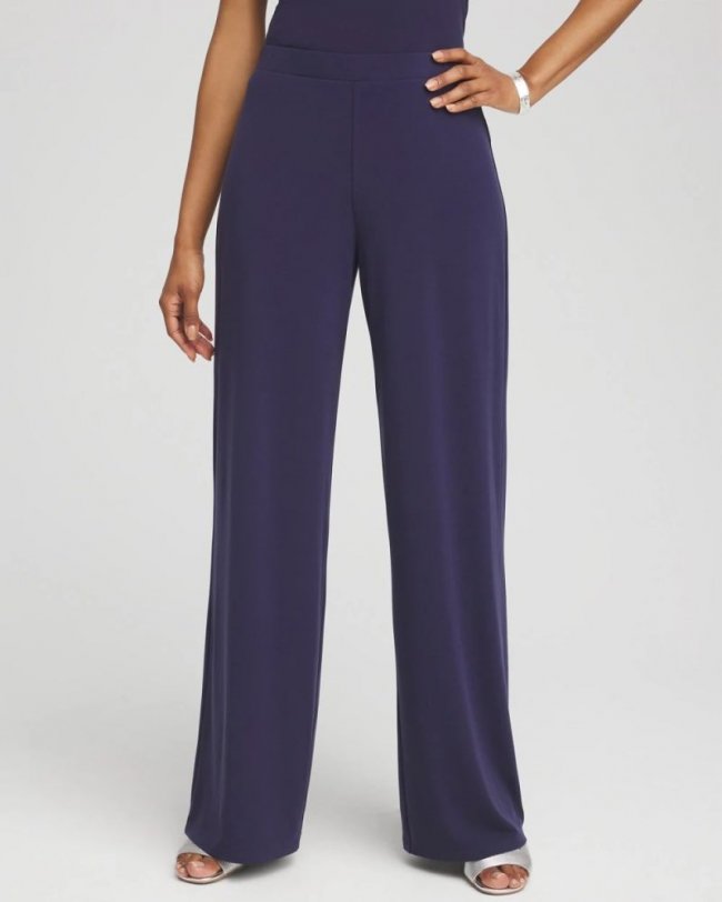 Chicos Travelers™ Knit Wide-Leg Pants - PASSPORT BLUE