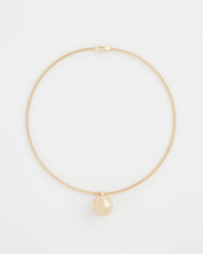 Chicos Gold Bead Collar Necklace - GOLD