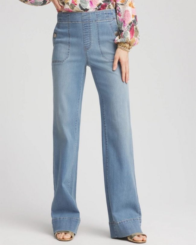 Chicos Pull-On Wide-Leg Jeans - AMILLA INDIGO