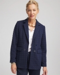 Chicos Textured Single-Breasted Knit Blazer - PASSPORT BLUE Chicos Textured Single-Breasted Knit Blazer - PASSPORT BLUE