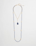 Chicos Convertible Beaded Pendant Necklace - BLUE