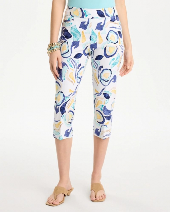 Chicos Brigitte™ Slim Handpainted Pull-On Capri - PASSPORT BLUE