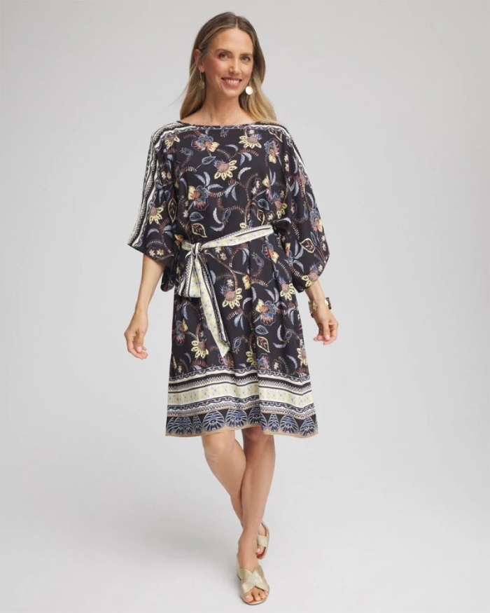 Chicos Georgette Boatneck Kaftan Dress - ECRU