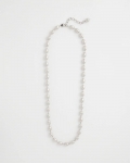 Chicos Silver Bead Long Single Strand Necklace - SILVER