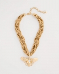 Chicos Beaded Bee Pendant Necklace - NEUTRAL