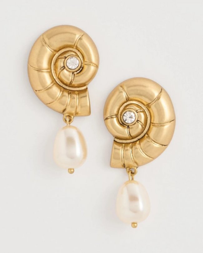 Chicos Goldtone Spiral Shell Earrings - GOLD