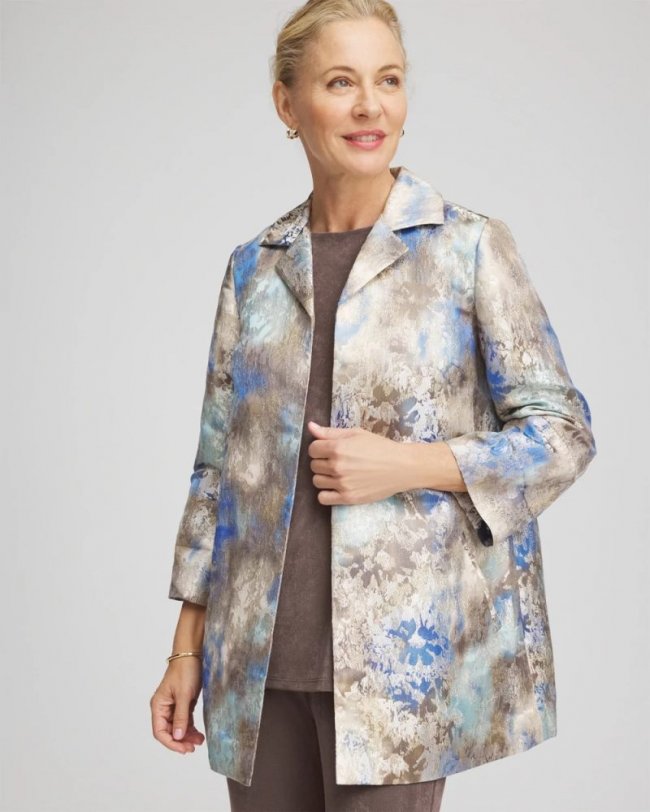 Chicos Travelers™ Collection Watercolor Jacquard Jacket - WALNUT Chicos Travelers™ Collection Watercolor Jacquard Jacket - WALNUT