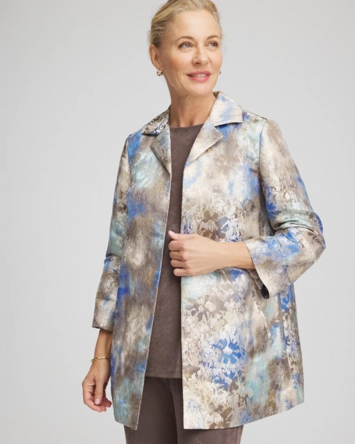 Chicos Travelers™ Collection Watercolor Jacquard Jacket - WALNUT