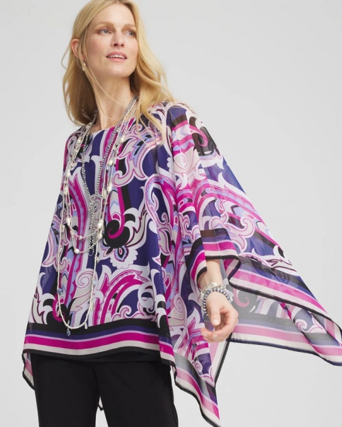 Chicos Travelers™ Paisley Chiffon Layered Top - PURPLE CLOVER