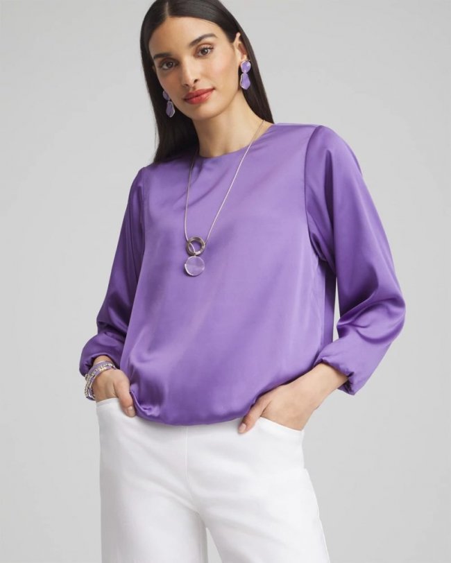 Chicos Bubble Hem Top - PARISIAN PURPLE Chicos Bubble Hem Top - PARISIAN PURPLE