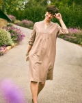 Chicos Linen-Cotton Pintuck Dress - TOPAZ SMOKE