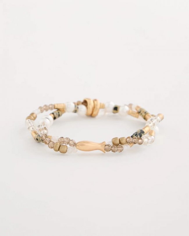 Chicos Jasper Stone Beaded Stretch Bracelet - NEUTRAL Chicos Jasper Stone Beaded Stretch Bracelet - NEUTRAL