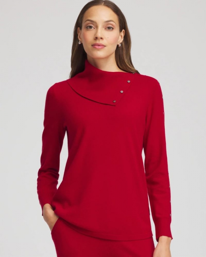 Chicos Zenergy® Luxe Envelope Neck Sweater - CARMINE RED