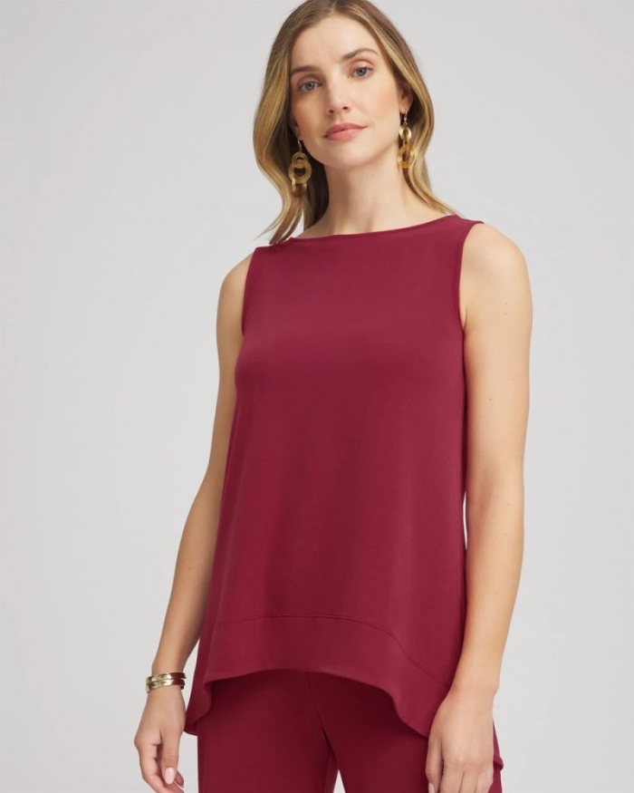 Chicos Travelers™ Knit High-Low Hem Top - RUSSET RED
