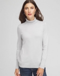 Chicos Metallic Turtleneck Pullover Sweaters - SILVER GLITTER Chicos Metallic Turtleneck Pullover Sweaters - SILVER GLITTER