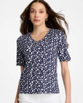 Chicos Printed Pima V-Neck Tee - PASSPORT BLUE Chicos Printed Pima V-Neck Tee - PASSPORT BLUE