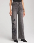 Chicos Printed High-Rise Wide-Leg Jean - WICKLOW WASH