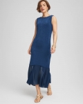 Chicos Travelers™ Chiffon Hem Dress - BLUE CASA Chicos Travelers™ Chiffon Hem Dress - BLUE CASA