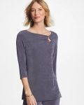 Chicos Travelers™ Hardware 3/4 Sleeve Tunic - SOFT SLATE