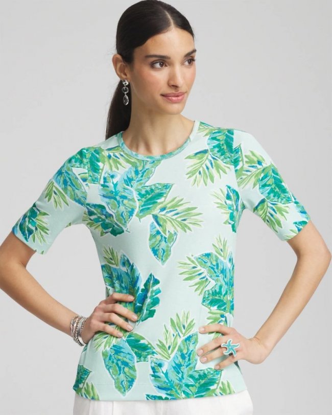 Chicos Pima Short Sleeve Everyday Tee - TEAL WATERS
