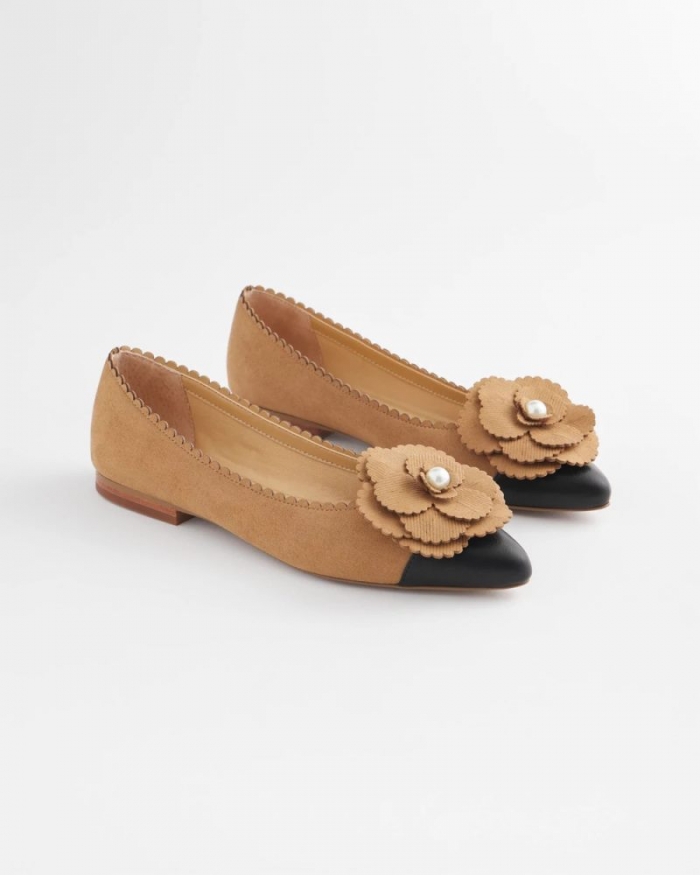 Chicos Microsuede Ballet Flats - CARAMEL APPLE
