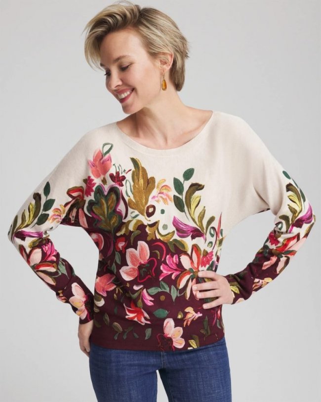 Chicos Ella Dolman Pullover Sweater - DEEP CHIANTI