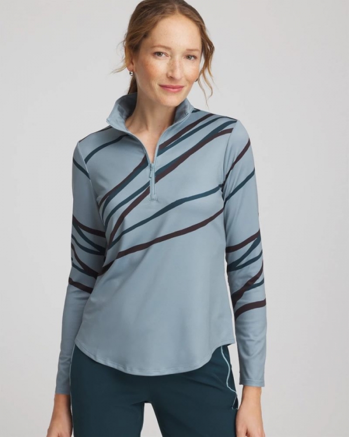 Chicos Zenergy® UPF Morocco Zip-Front Pullover - BLUE PINE