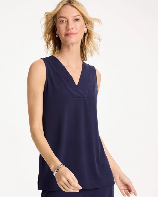Chicos Travelers™ Knit V-Neck Tank - PASSPORT BLUE Chicos Travelers™ Knit V-Neck Tank - PASSPORT BLUE