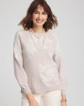 Chicos Embroidered Boatneck Sweater - HELIUM Chicos Embroidered Boatneck Sweater - HELIUM