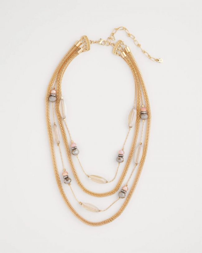 Chicos Multistrand Gold & Pink Tone Necklace - PINK