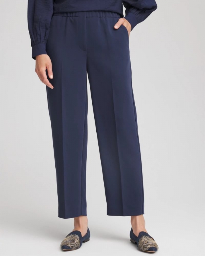 Chicos Stretch Crepe Tapered Ankle Pants - PASSPORT BLUE